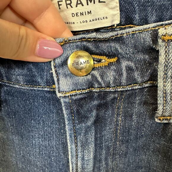 Frame Le Nouveau Straight Jeans Fisher Beach Mid Rise Split Hem Denim 26 - Picture 4 of 5